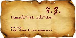 Huszárik Zádor névjegykártya